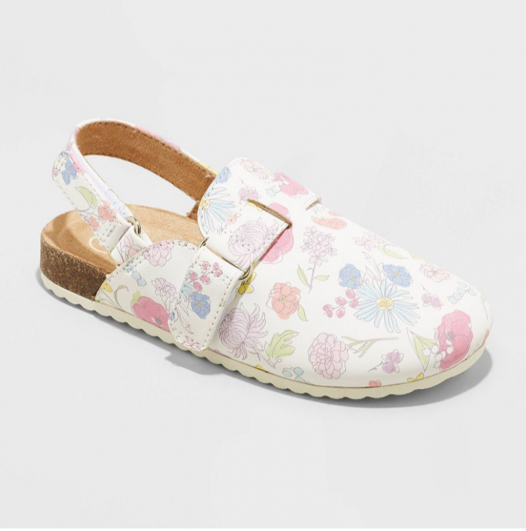 Toddler Girls' Marley Floral Print Clogs -White