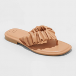 Women's Blossom Scrunched Flip Flop Sandals-tan